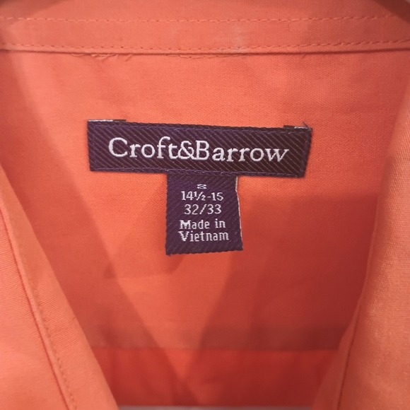 Croft & Barrow Orange Button Down Long Sleeve Single Breast Pocket Shirt Size S - Picture 9 of 9